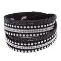 Unisex Paved Leder Strass Armreif Wickel Verstellbare Armbänder | Shop Nory