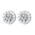 Unisex Silber Runde Kristall Zentrum Anti-Allergie Edelstahl Zahlen Ohrringe | Shop Nory