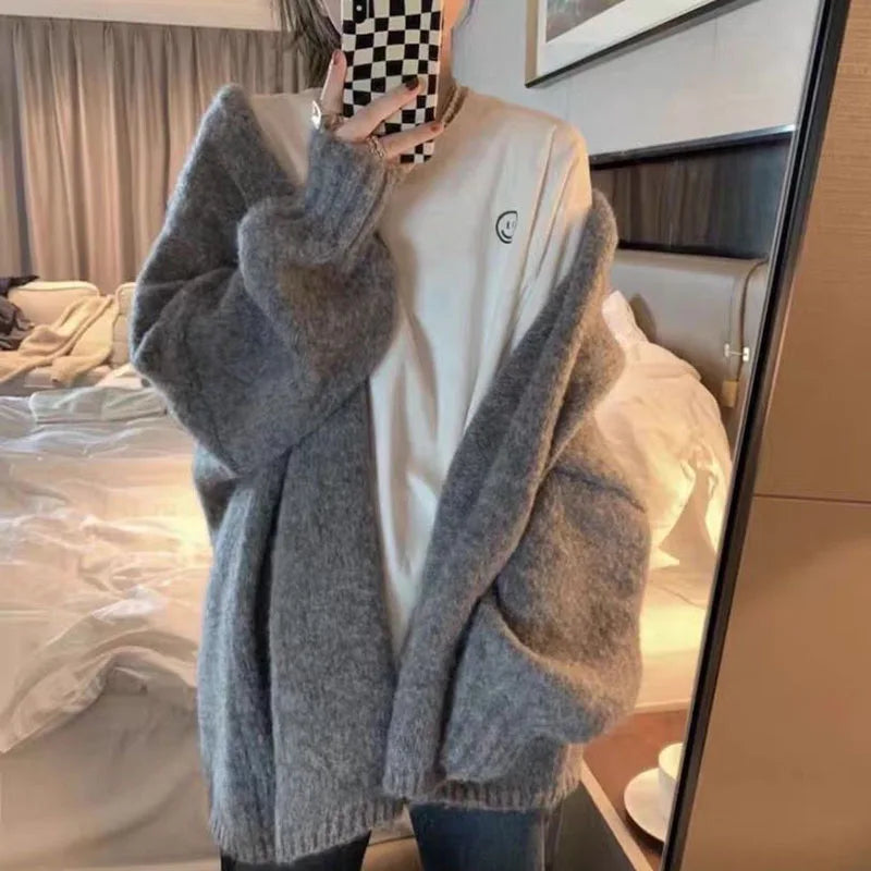 Cardigan Übergröße Strick Offene Front Weich und Bequem