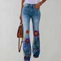 Gerade jeans mit blumendruck