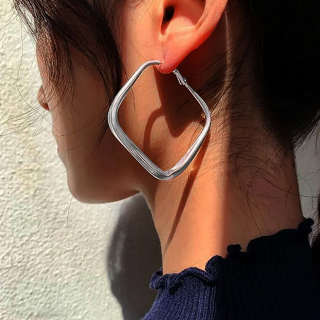 Große Quadrat Hoop Moderne Ohrringe | Shop Nory