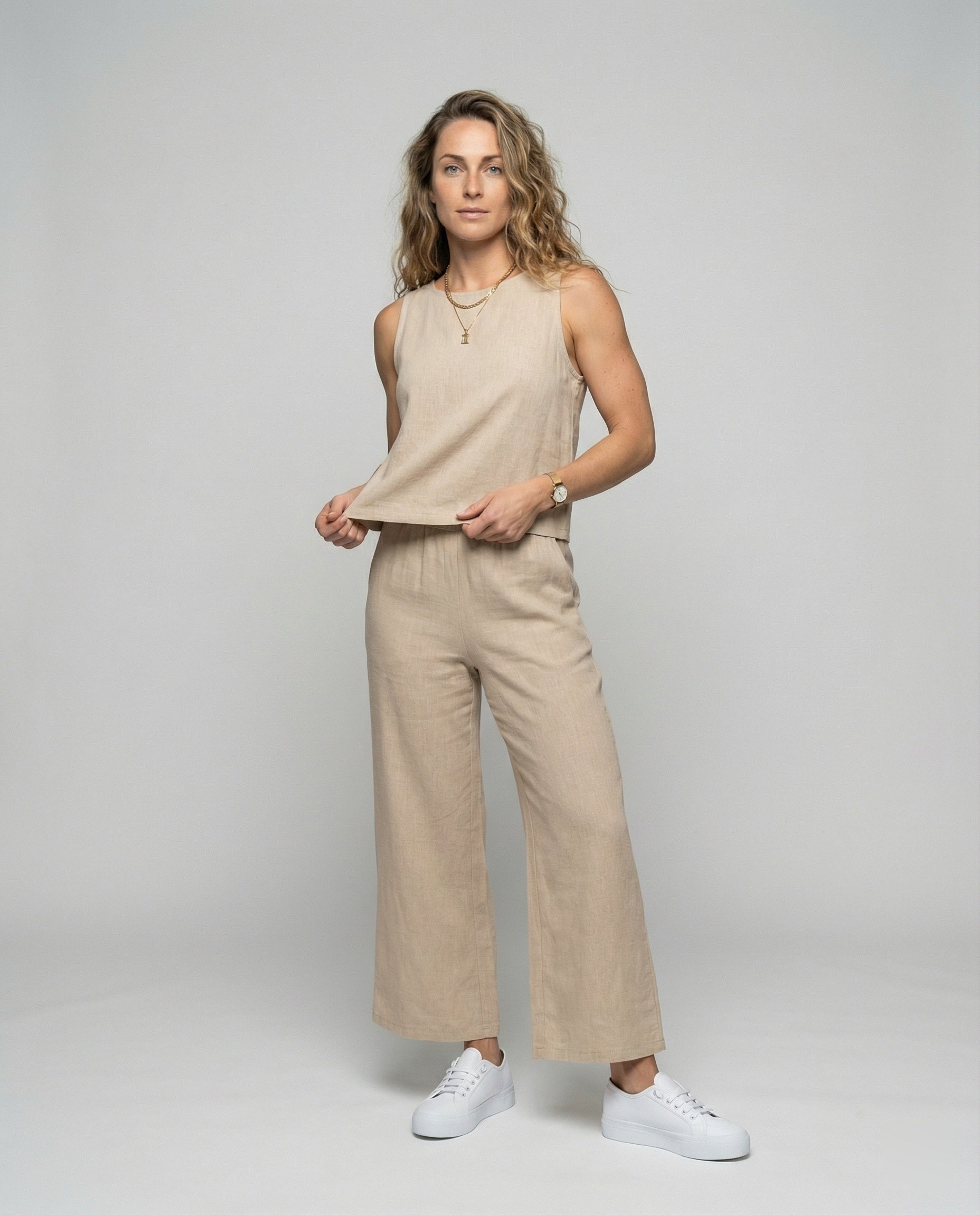 Stylisches und Zweiteiliges Leinen Set