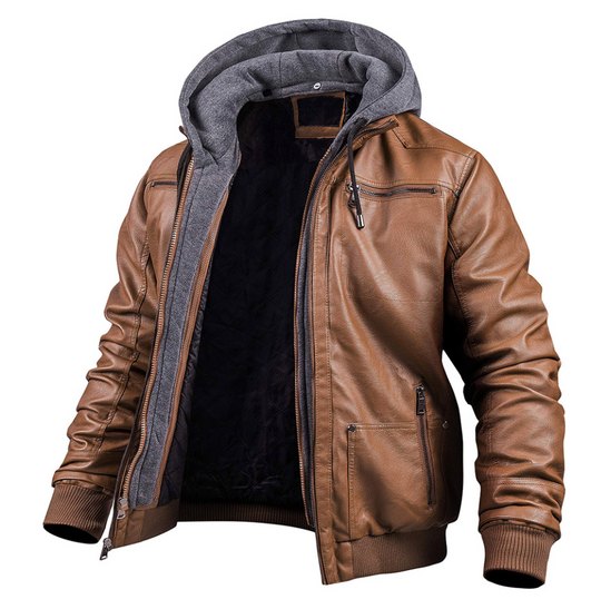Klassische Leder-Winterjacke