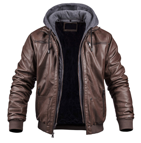 Klassische Leder-Winterjacke