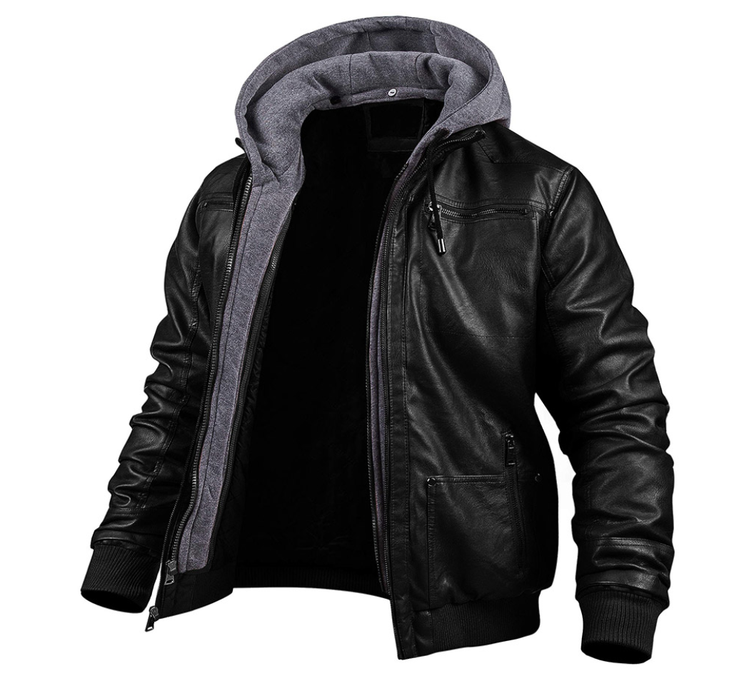 Klassische Leder-Winterjacke