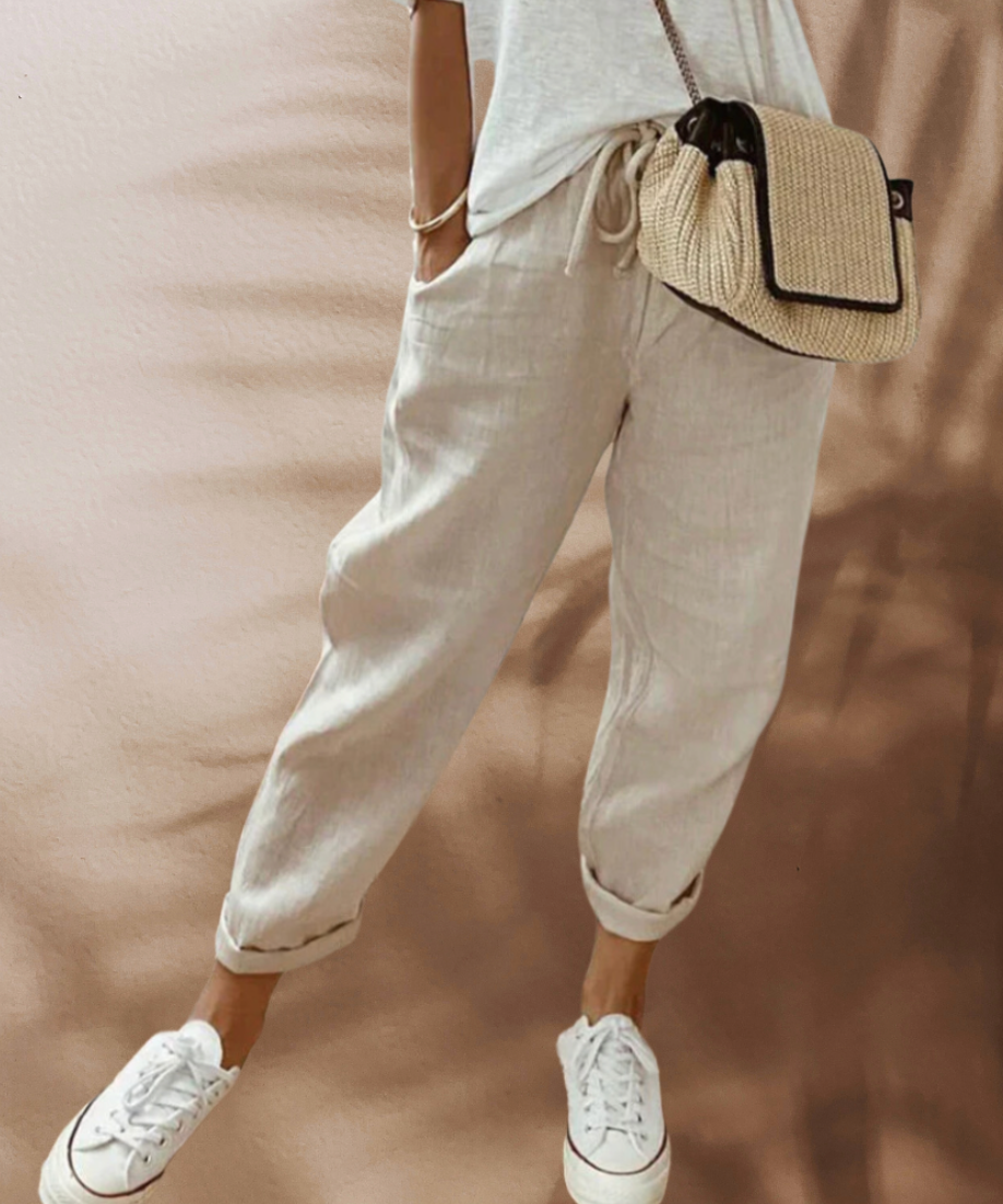 Lässige und Stylische Leinen Hose