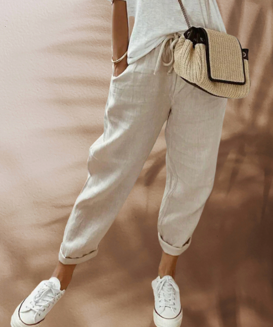 Lässige und Stylische Leinen Hose