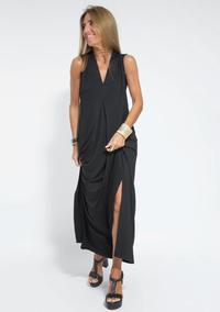 Schwarzes Kleid + Weste in Schwarz