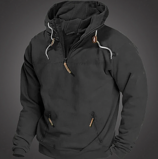 Herren Hoodie - Halbzipper vorne mit Kordelzugkapuze