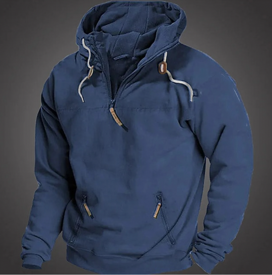 Herren Hoodie - Halbzipper vorne mit Kordelzugkapuze