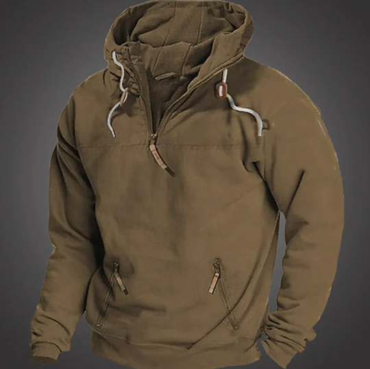 Herren Hoodie - Halbzipper vorne mit Kordelzugkapuze