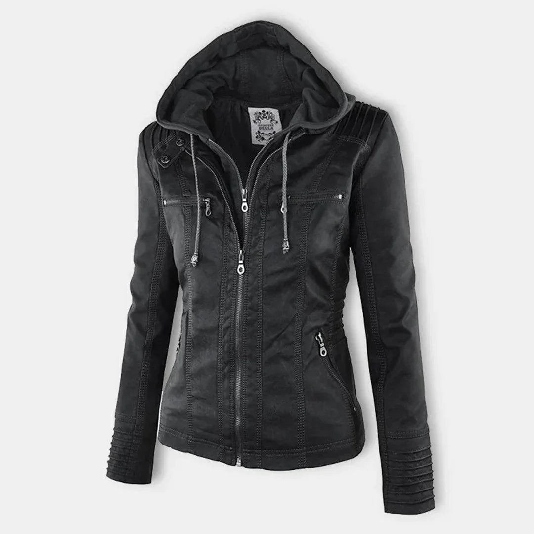 Stilvolle Motorradjacke mit Kapuze