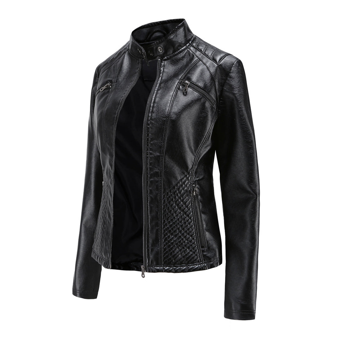 Lederjacke für Damen - Modische Jacke mit Reißverschluss