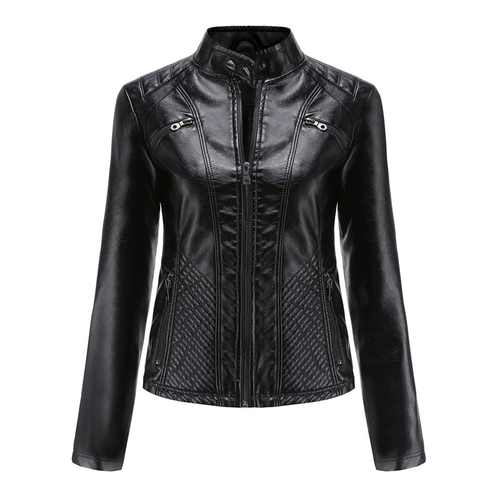 Lederjacke für Damen - Modische Jacke mit Reißverschluss