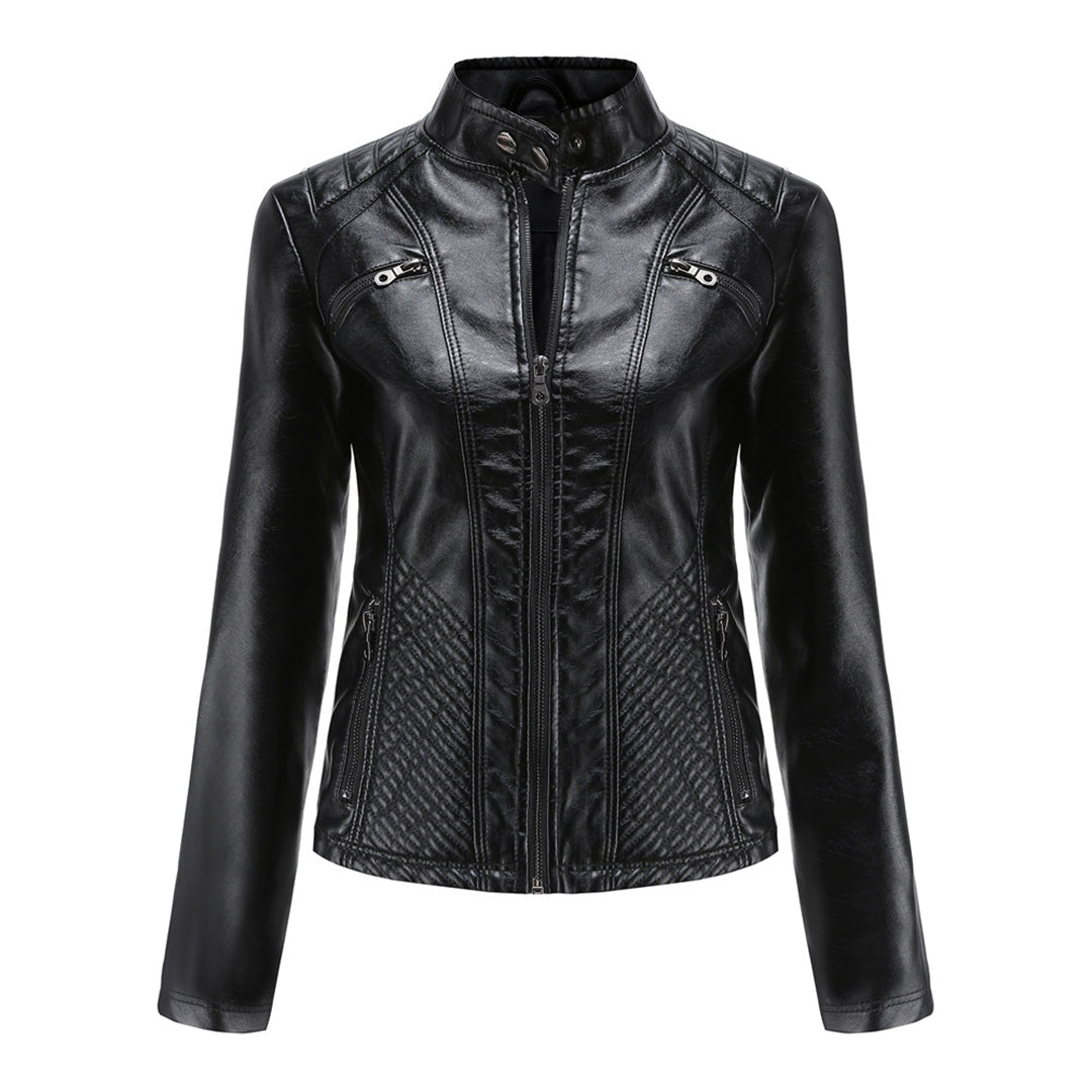 Lederjacke für Damen - Modische Jacke mit Reißverschluss