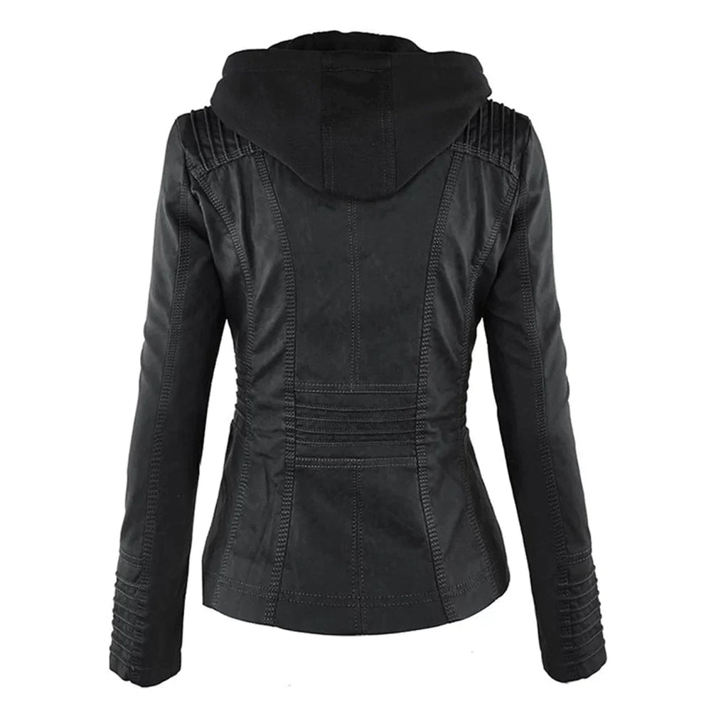 Elegantes Motorradjacke mit Kapuze Aus Hochwertigem Leder