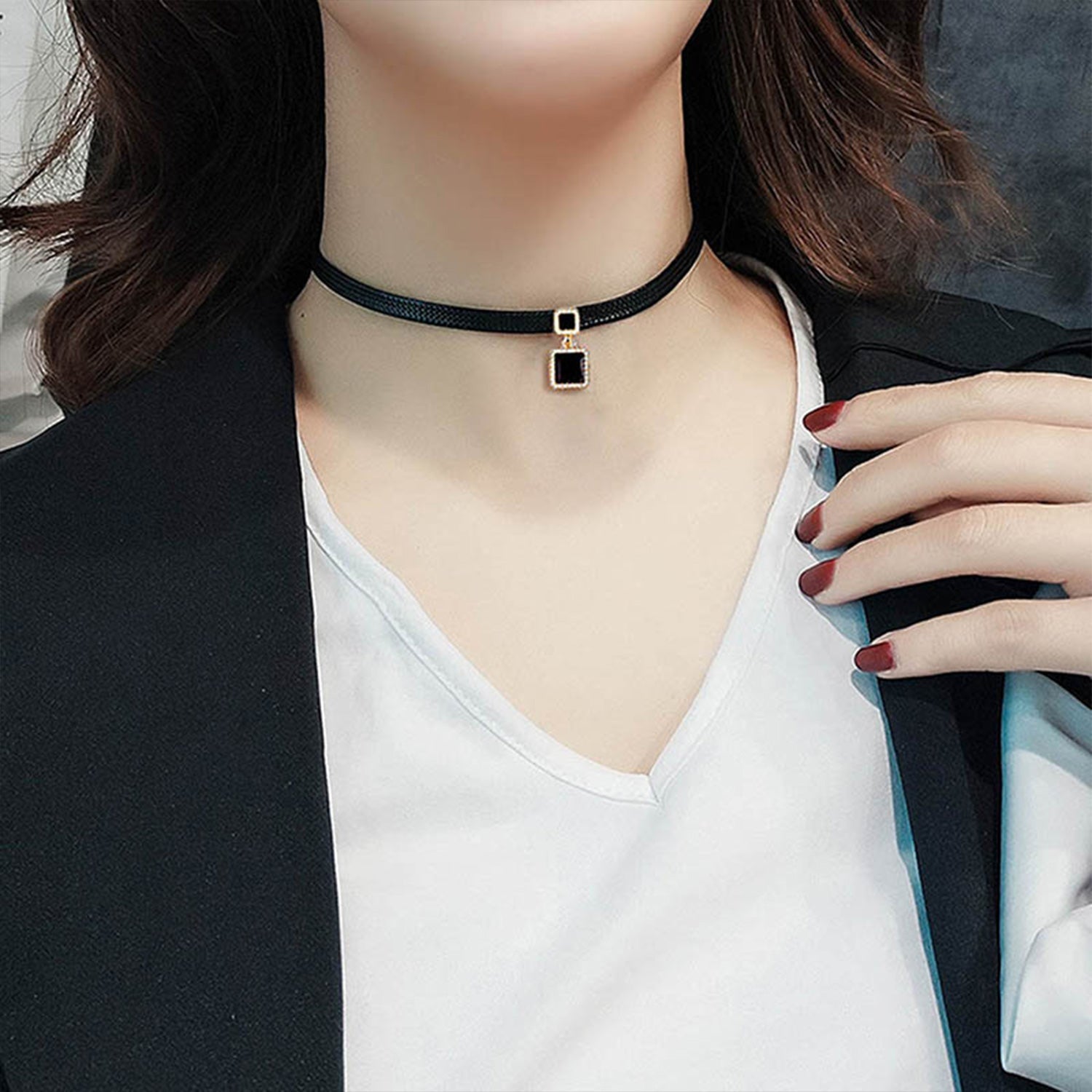 Elegante Onyx Zirkonia Choker-Halskette | Shop Nory