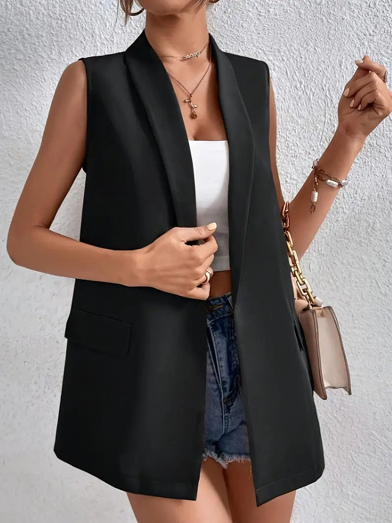 Eleganter Lockere Ärmelloser Blazer für Das Büro