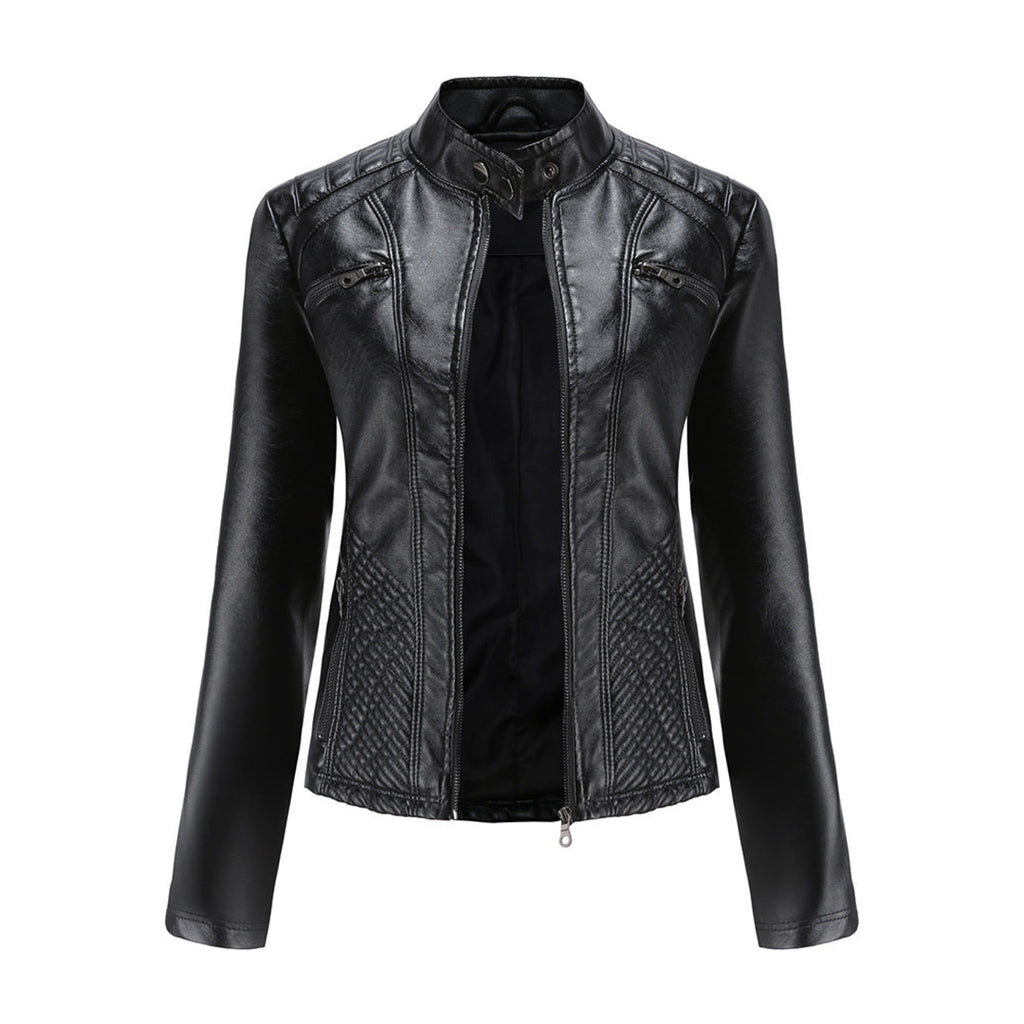 Lederjacke für Damen - Modische Jacke mit Reißverschluss