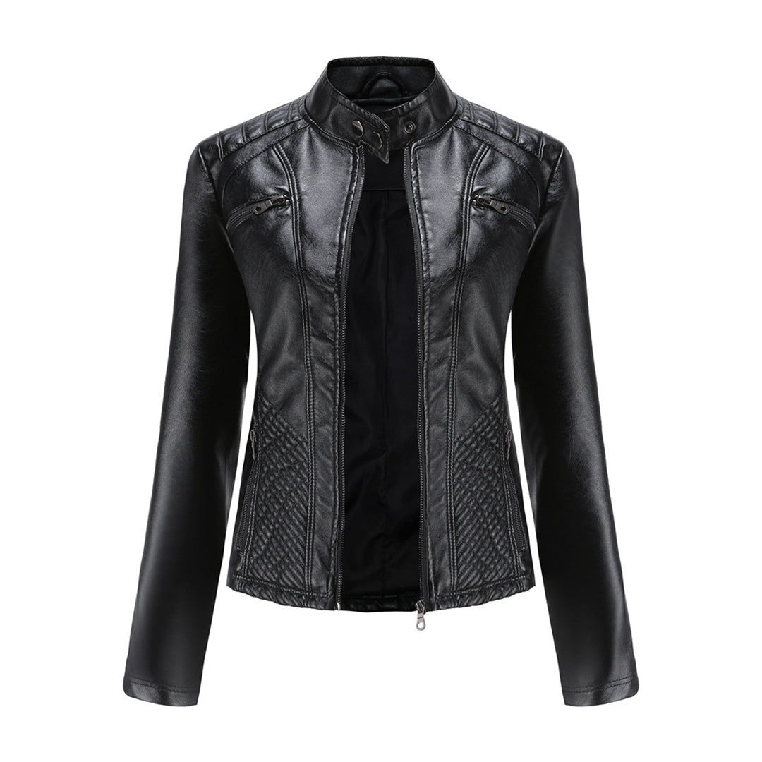 Lederjacke für Damen - Modische Jacke mit Reißverschluss