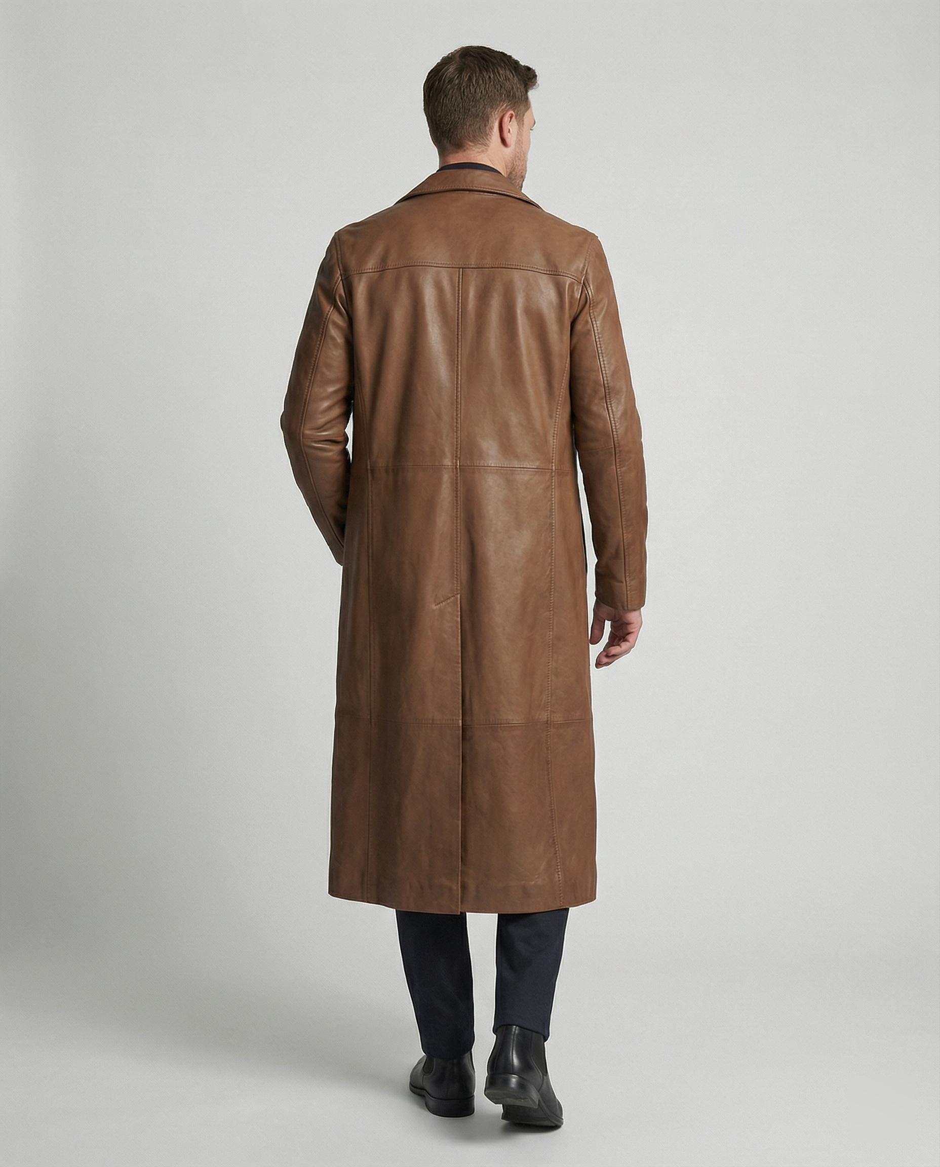 Herren Kunstleder Wintermantel mit Warmem Futter & Winddicht