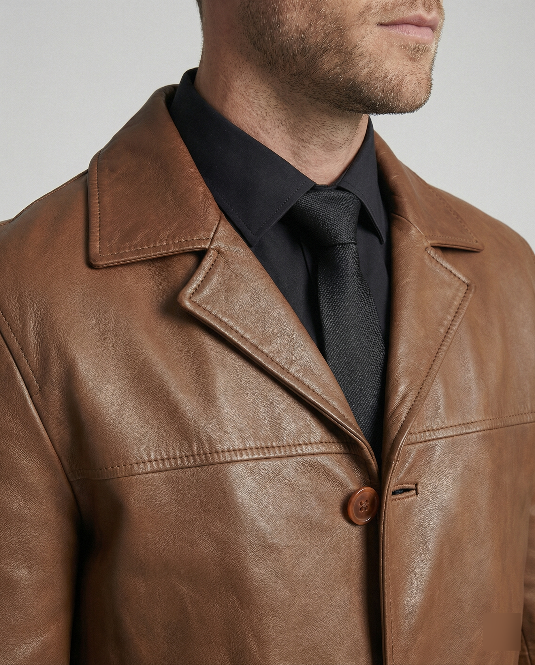 Herren Kunstleder Wintermantel mit Warmem Futter & Winddicht