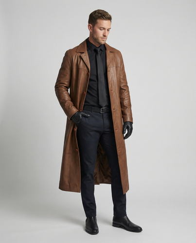 Herren Kunstleder Wintermantel mit Warmem Futter & Winddicht