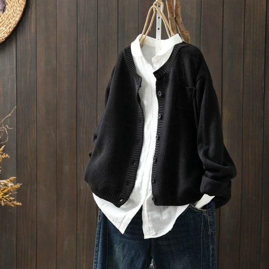 Cardigan Strick Knopfverschluss Oversized Fit Weich und Bequem