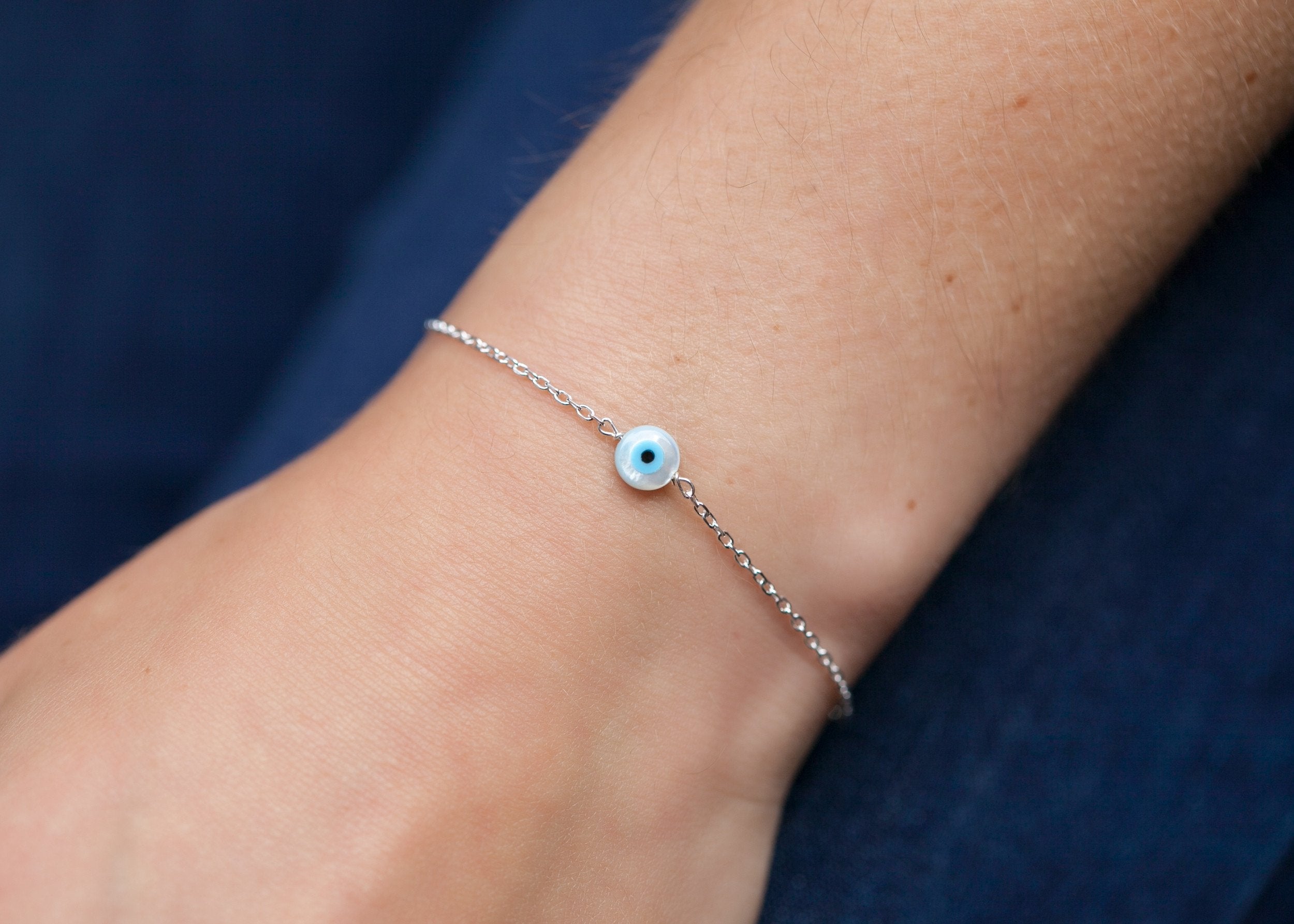 Blaue Augenarmband aus Silber - Damen Nazar Amulett | Shop Nory