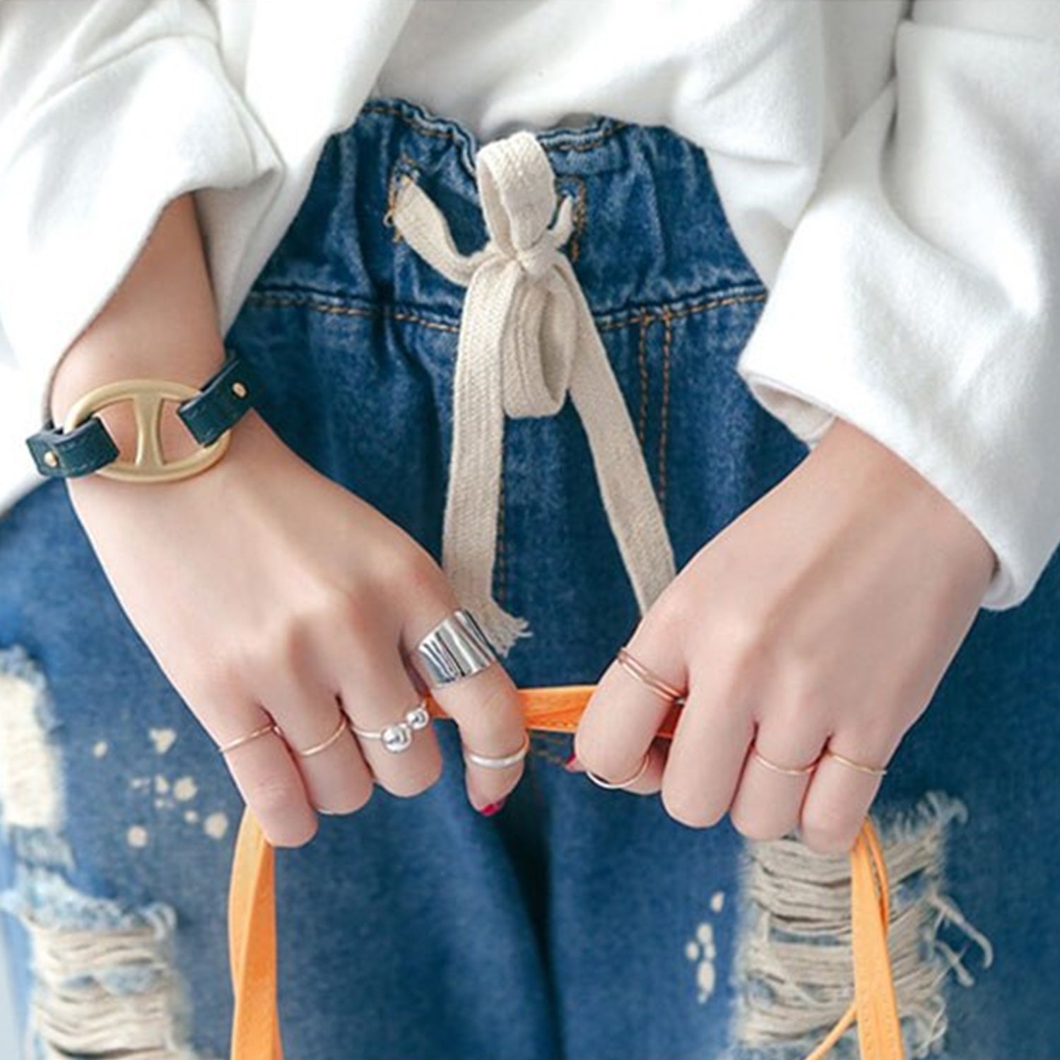 Minimalistischer breiter glänzender offener Ring | Shop Nory