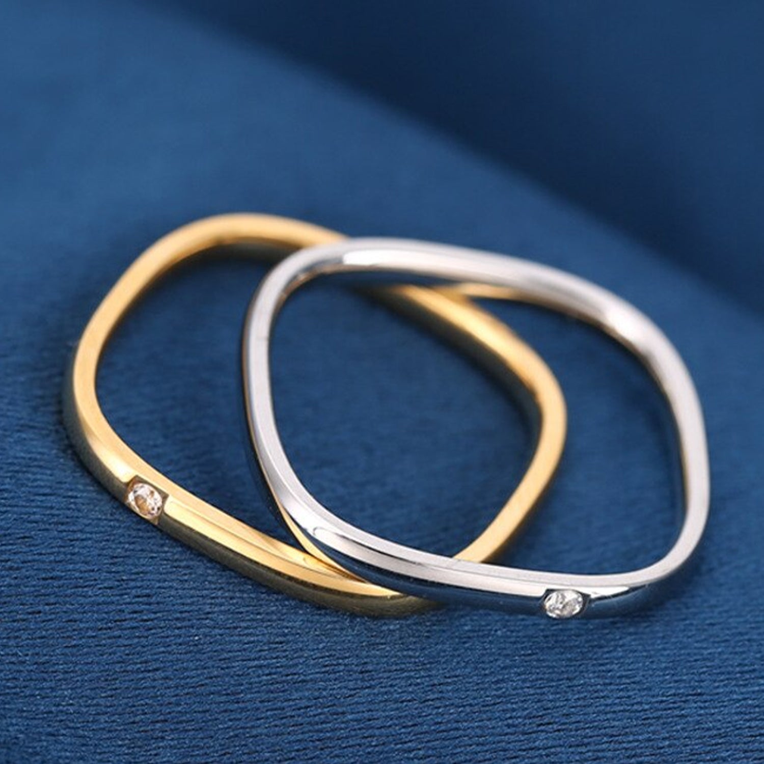 Edelstahl Zirkon Geometrische Dünne Quadratische Ring | Shop Nory