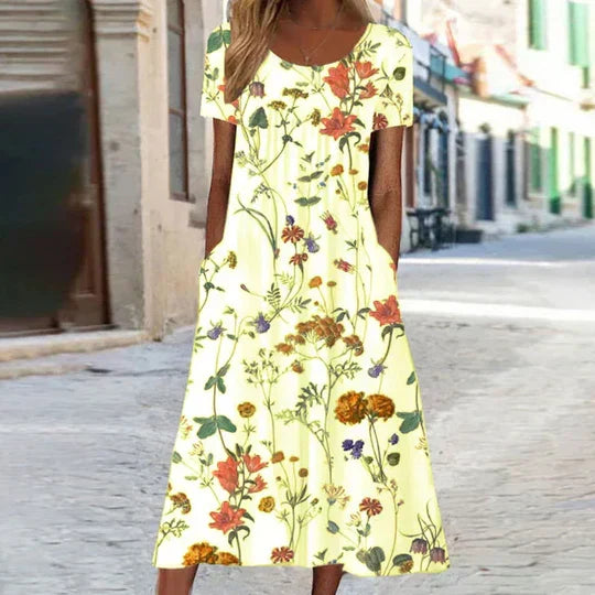 Blumiges Midi Elegante Sommerkleider Damen