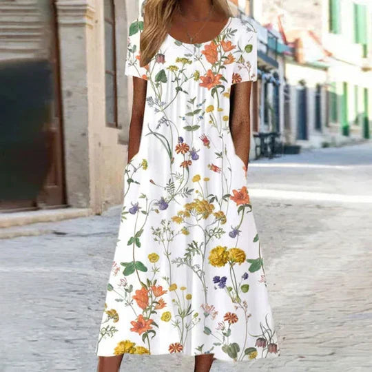 Blumiges Midi Elegante Sommerkleider Damen