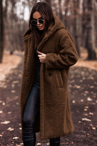 Damen Teddy Mantel mit Kapuze | ShopNory
