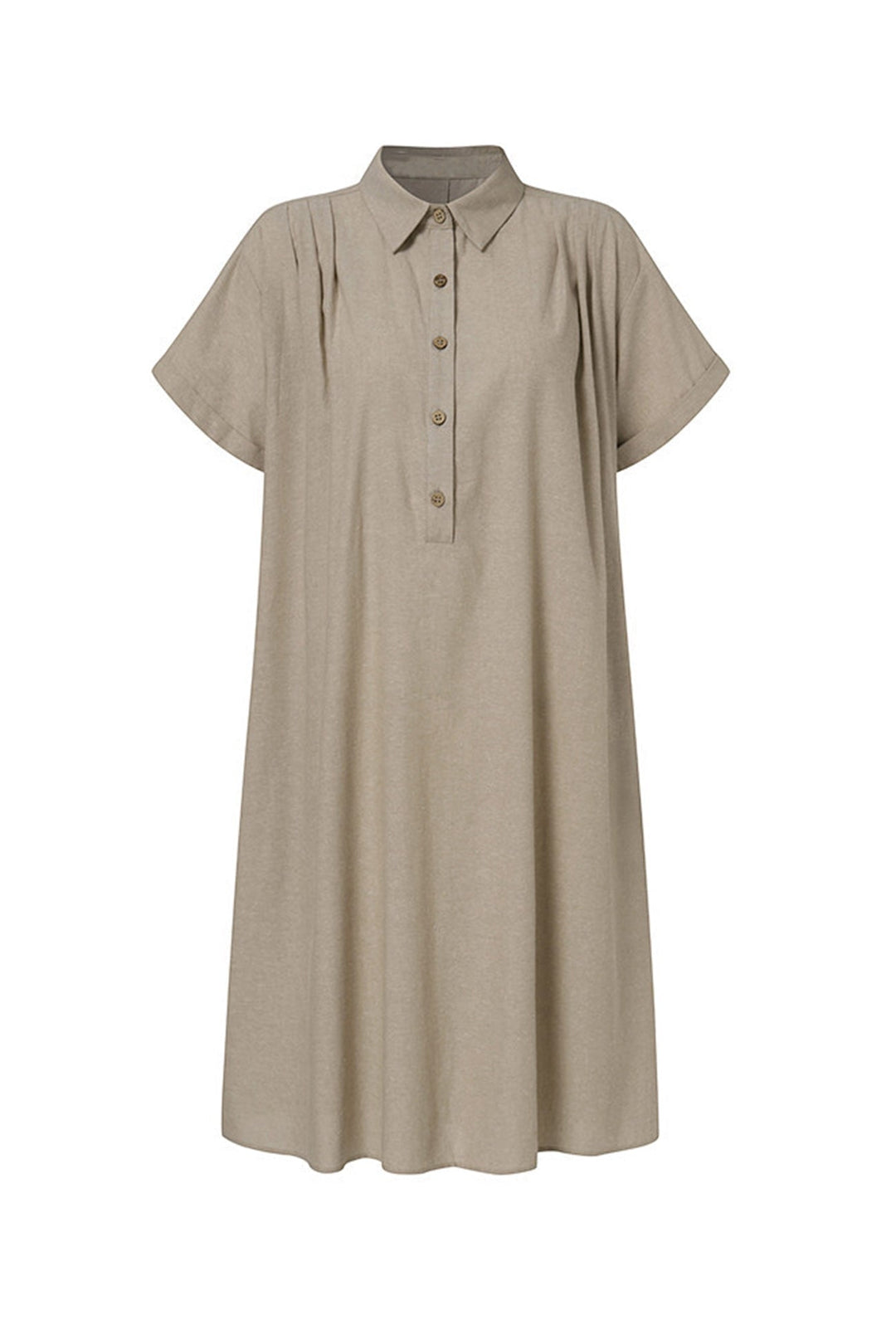 Knopfverschluss Baumwoll-Leinen Strandkleid