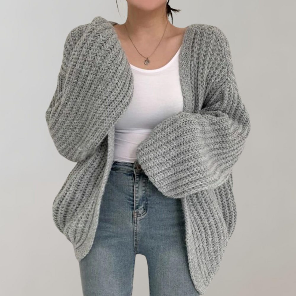 Cardigan - Damen Gemütlicher Offener Strick Langarmpullover