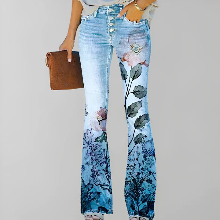 Gerade jeans mit blumendruck