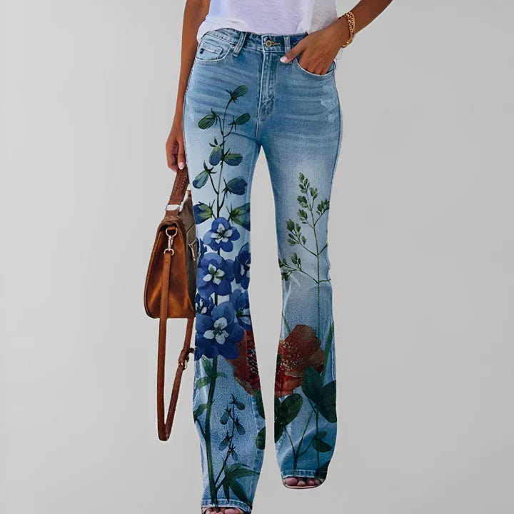 Gerade jeans mit blumendruck