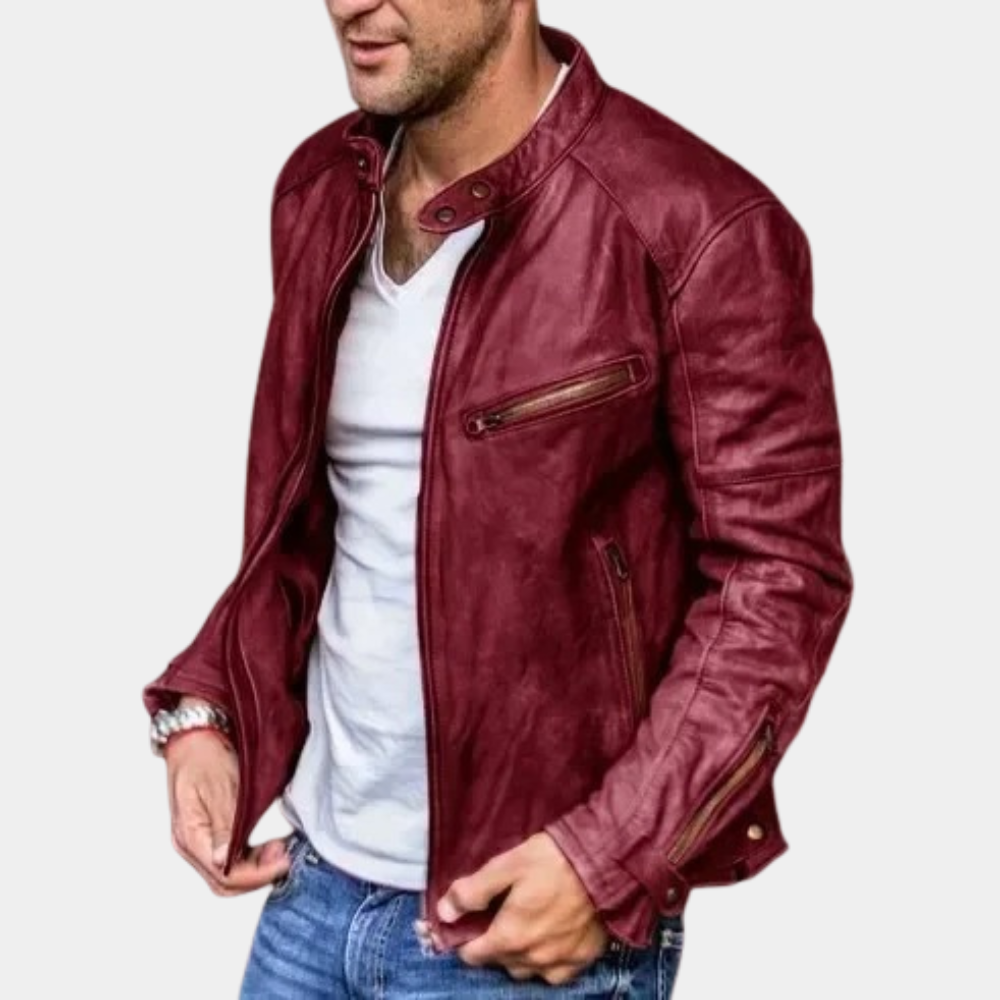 Shopnory | Klassische Wetterfeste Lederjacke für Männer