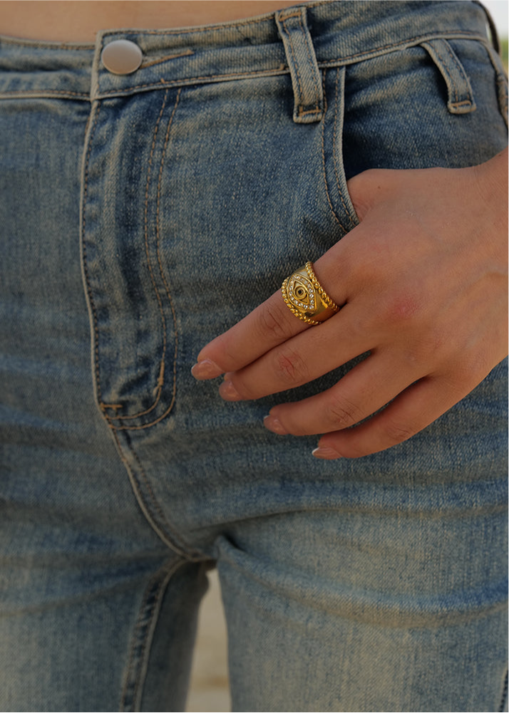 Ring "Nazar" Evil Eye in Edelstahl - 18k vergoldet | Shop Nory