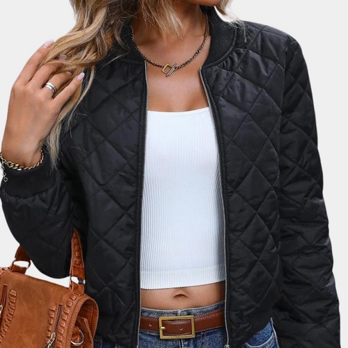Trendige Damen Bomberjacke Mit Modernem Reißverschluss