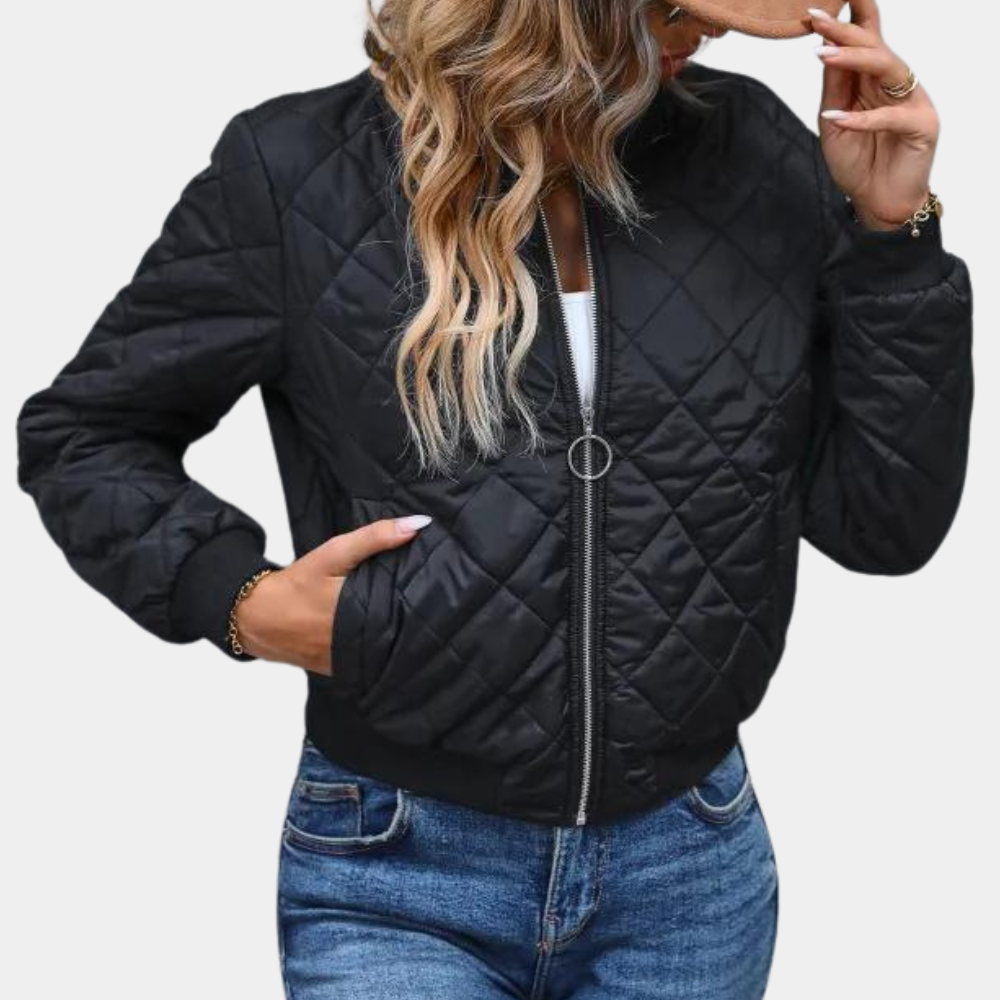 Trendige Damen Bomberjacke Mit Modernem Reißverschluss