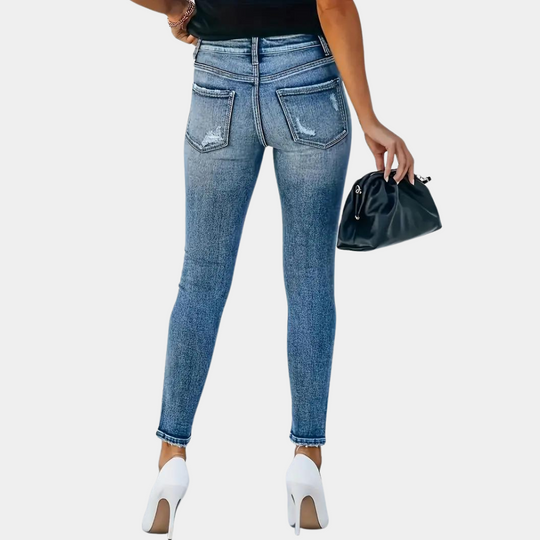 Trendige Skinny Damenjeans mit Modischen Knöpfen