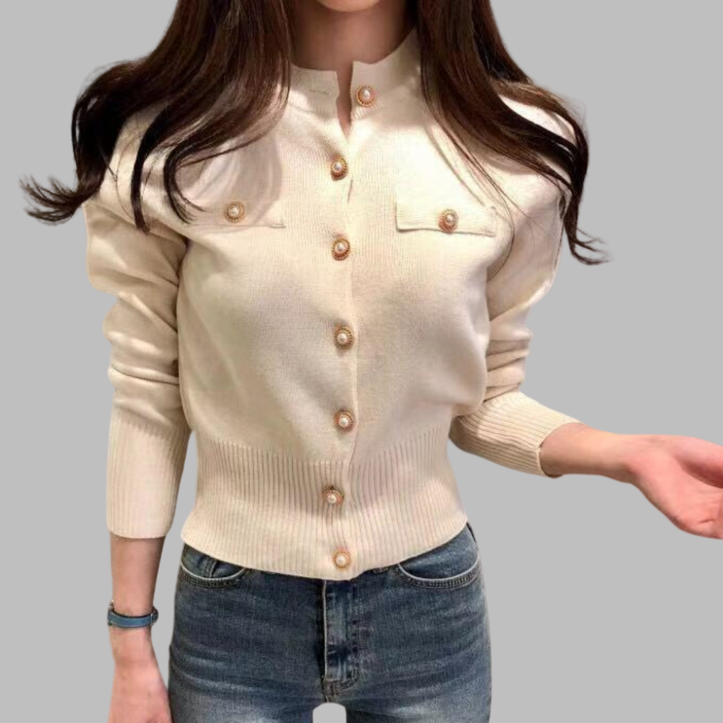 Cardigan - Damen Herbst Eleganter Knopfverschluss Strickcardigan
