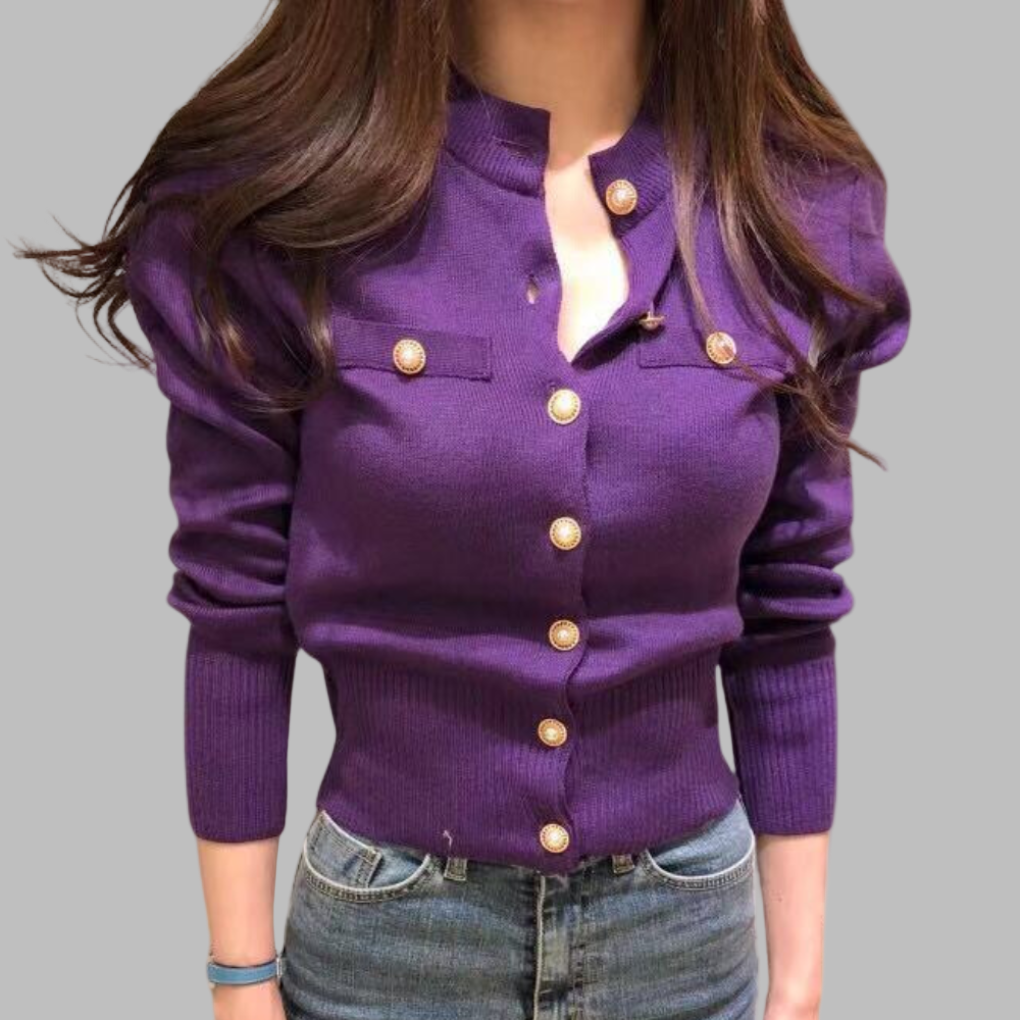 Cardigan - Damen Herbst Eleganter Knopfverschluss Strickcardigan