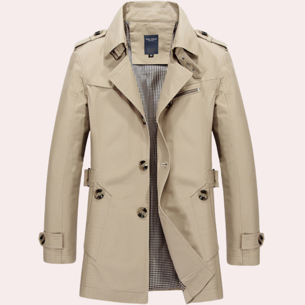 Herren Stilvoller Trenchcoat - Wasserdicht & Winddicht