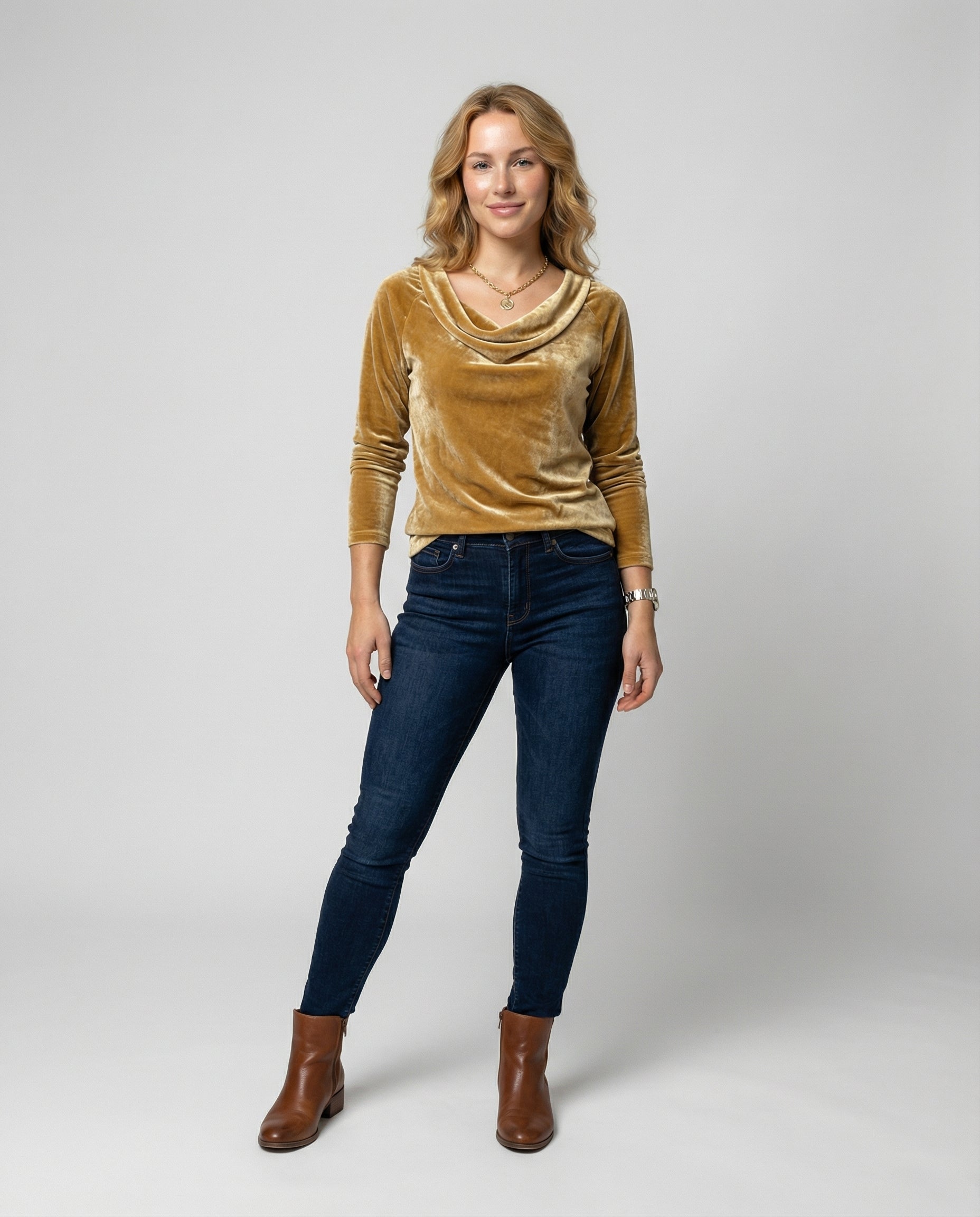 Elegantes Samtshirt Damen Lässig
