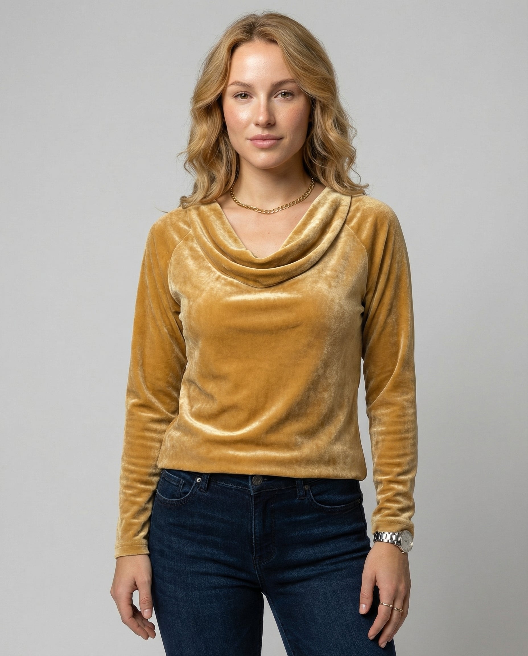 Elegantes Samtshirt Damen Lässig