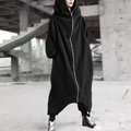 Lange Winterjacke mit Kapuze und Reißverschluss für Damen