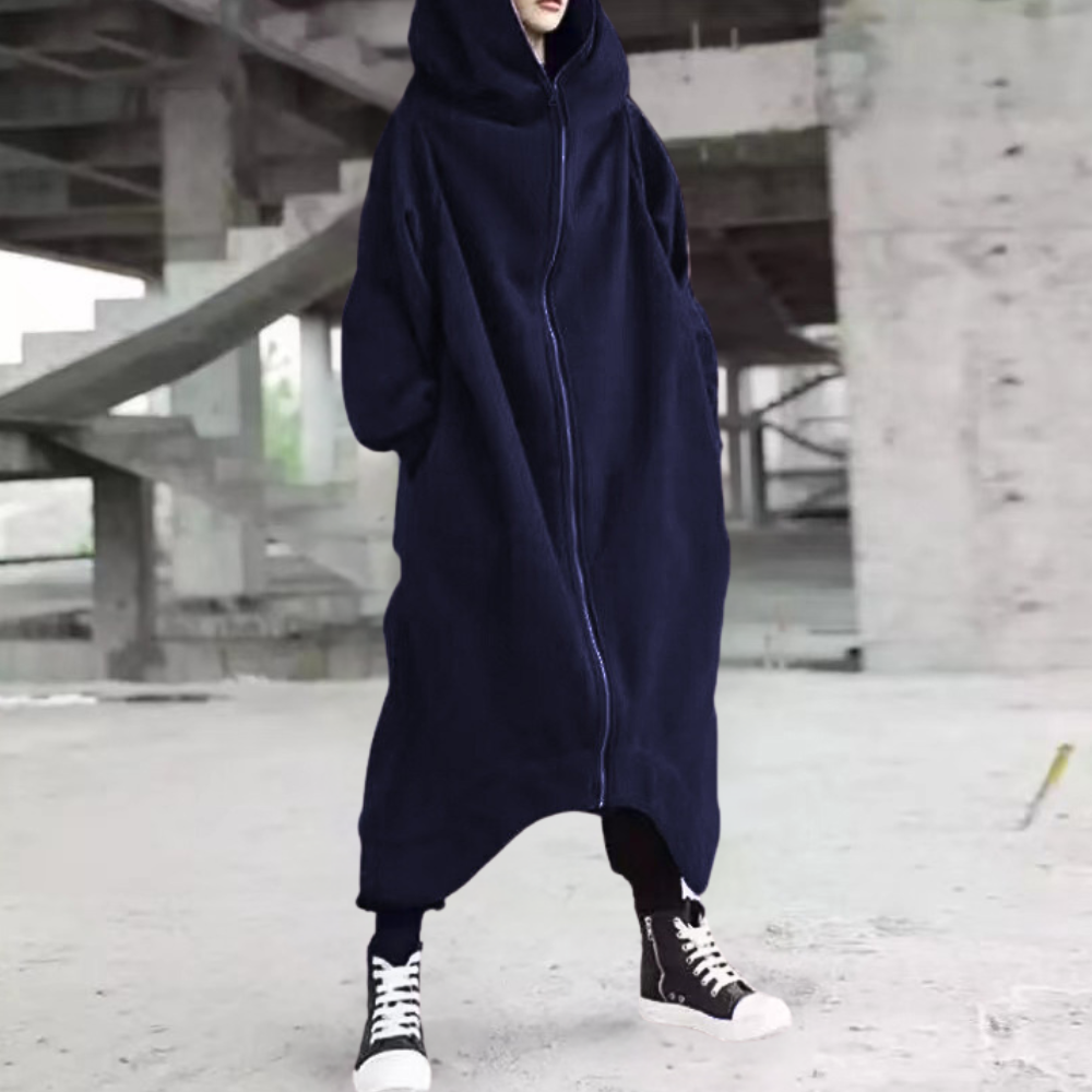Lange Winterjacke mit Kapuze und Reißverschluss für Damen